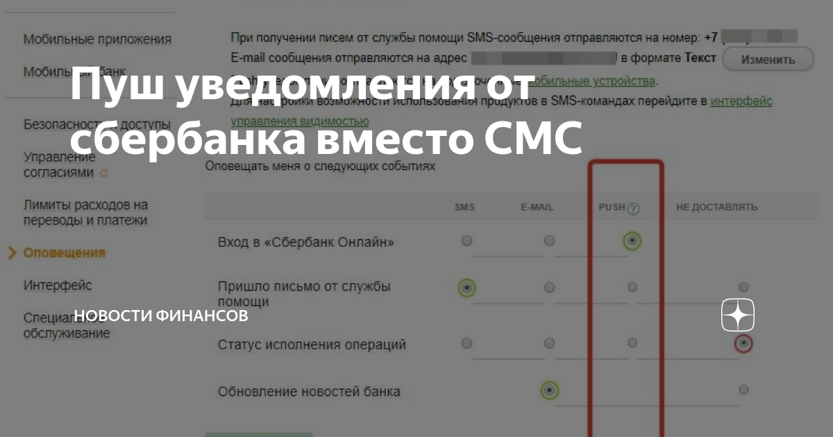 как включить уведомления в сбербанке