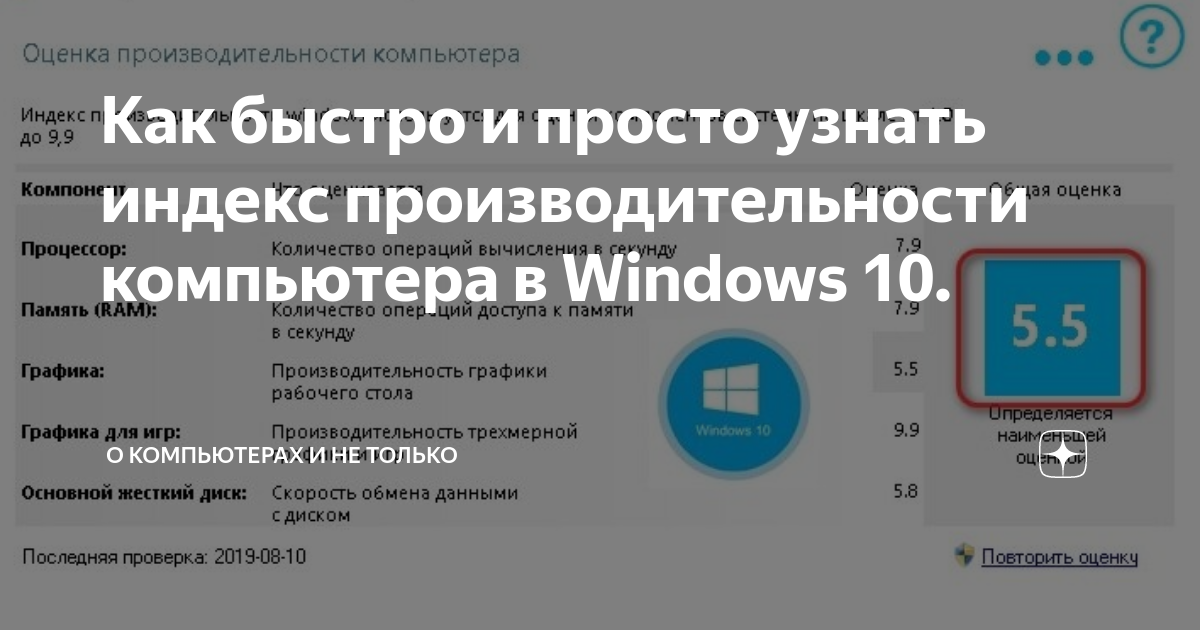 Индекс производительности Windows 10, Windows 8.1.