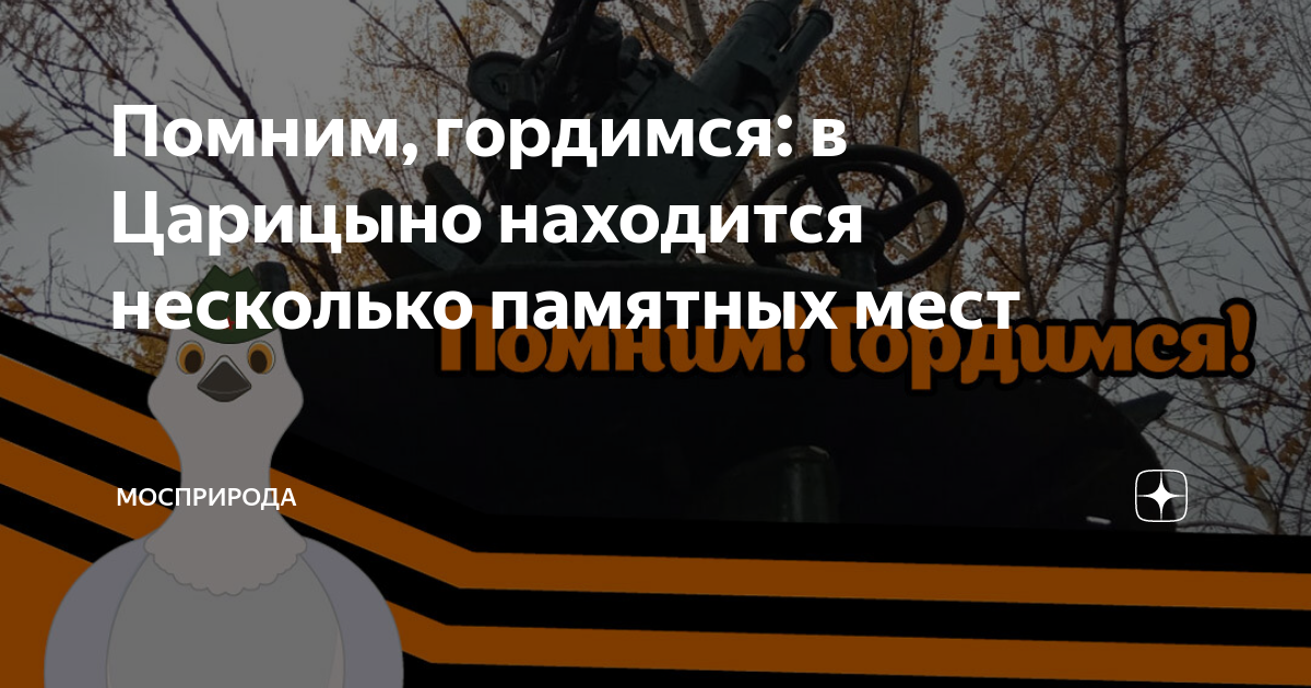 Помним, гордимся: в Царицыно находится несколько памятных мест ...