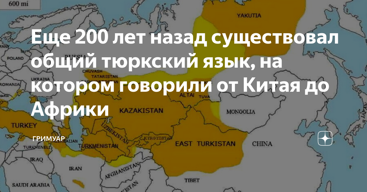 Еще 200 лет назад существовал общий тюркский язык, на котором говорили ...
