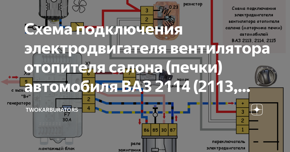 Схема вентилятора печки ваз 2114