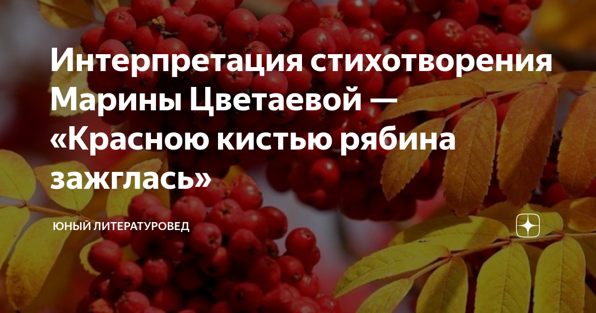 Анализ стихотворения цветаевой красною кистью рябина зажглась по плану