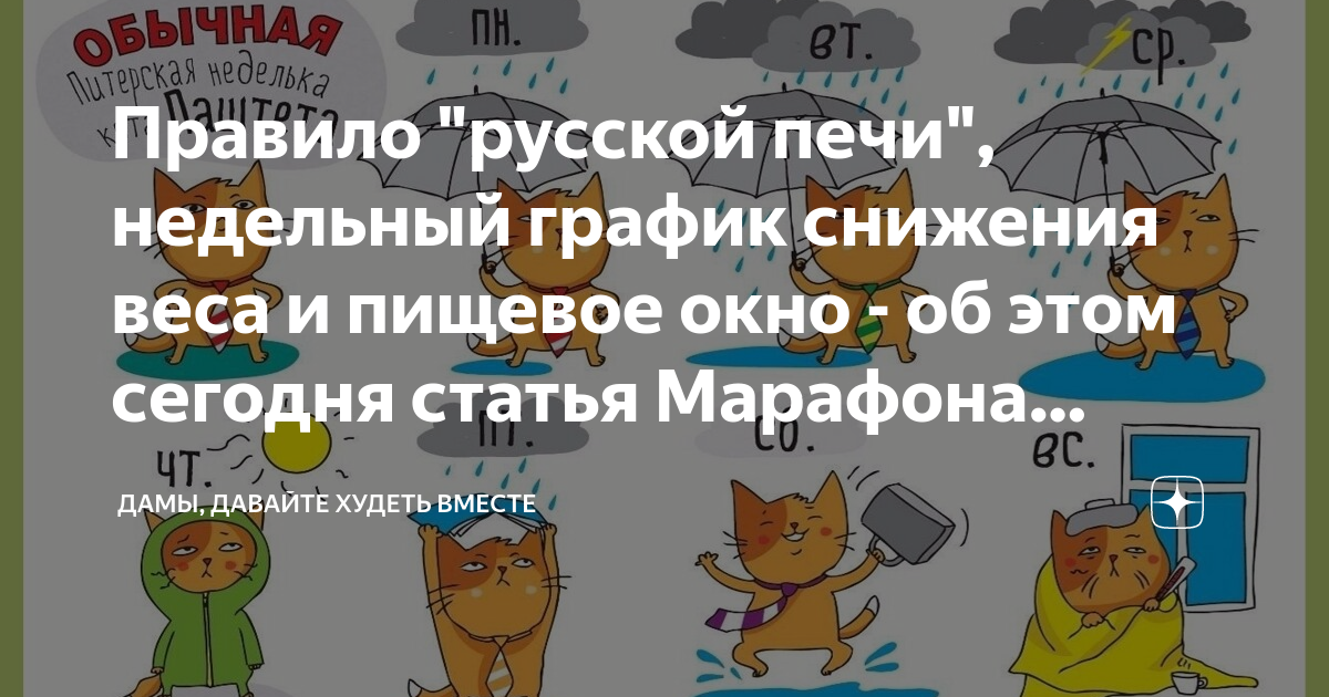 Правило "русской печи", недельный график снижения веса и пищевое окно ...