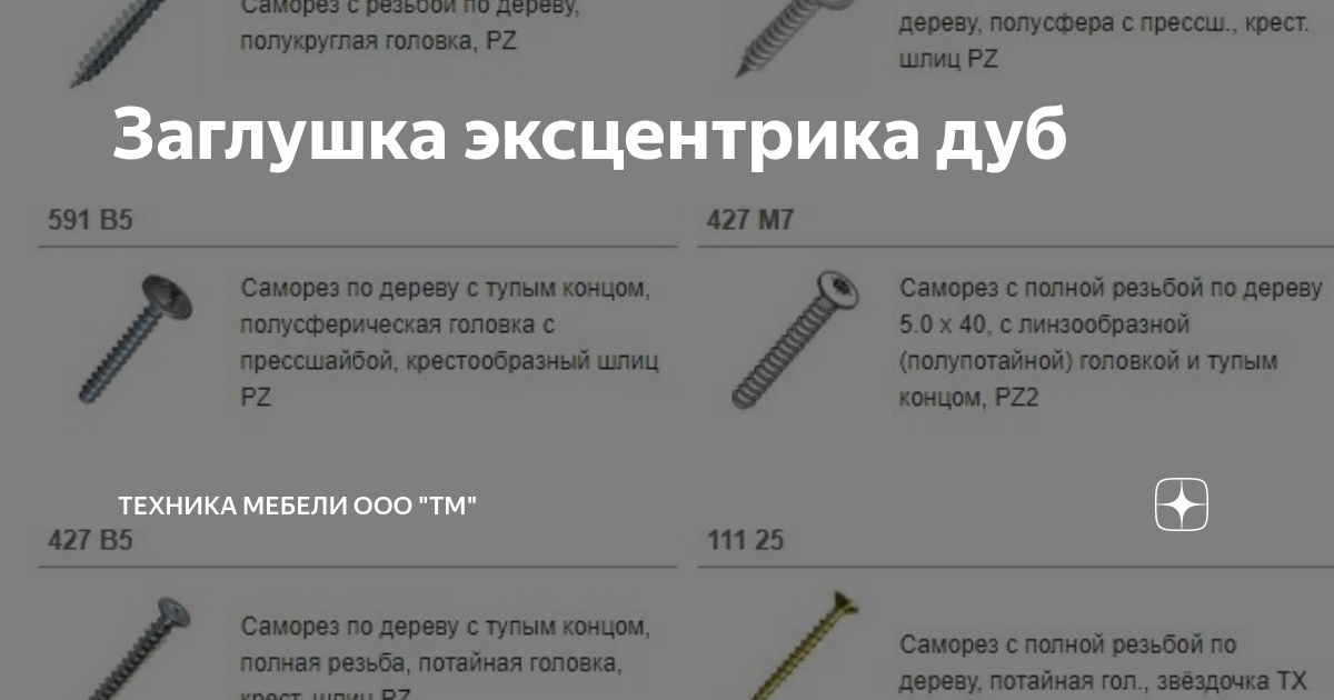 Заглушка эксцентрика дуб | Техника мебели ООО "ТМ" | Дзен