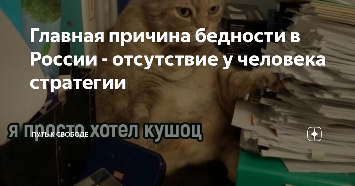 Главная причина бедности в России - отсутствие у человека стратегии ...