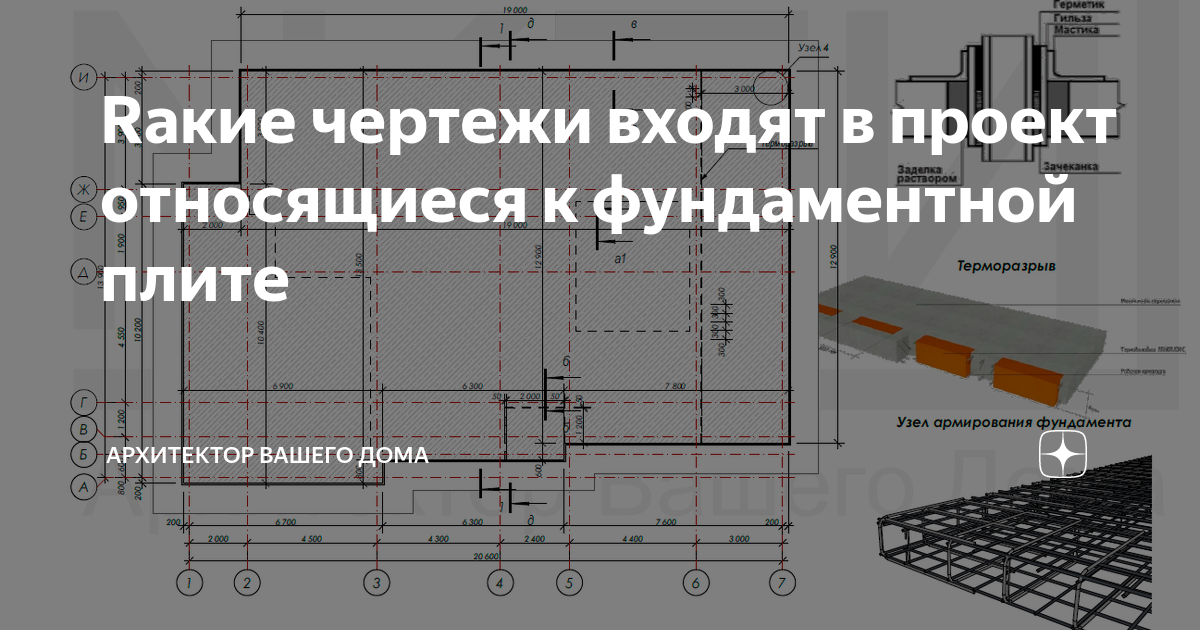 Rакие чертежи входят в проект относящиеся к фундаментной плите ...