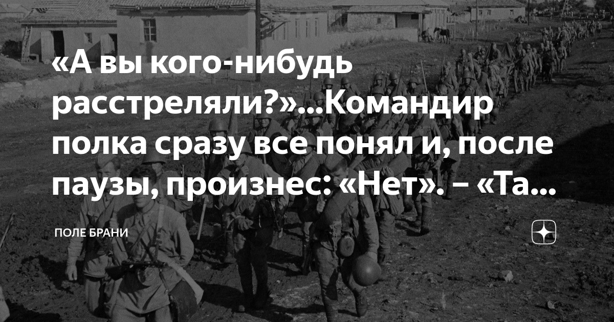 «А вы кого-нибудь расстреляли?»…Командир полка сразу все понял и, после ...