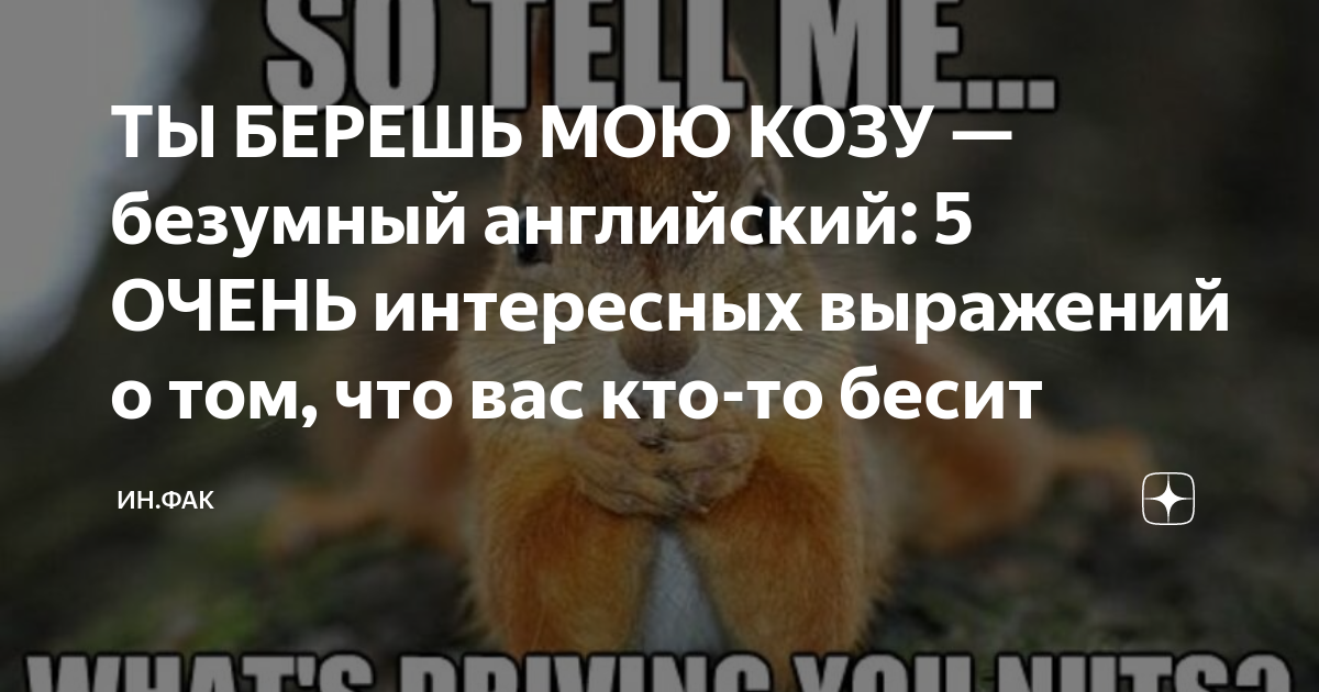 ТЫ БЕРЕШЬ МОЮ КОЗУ — безумный английский: 5 ОЧЕНЬ интересных выражений ...