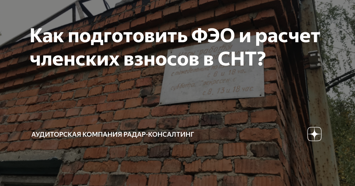 Как подготовить ФЭО и расчет членских взносов в СНТ? | Аудиторская ...