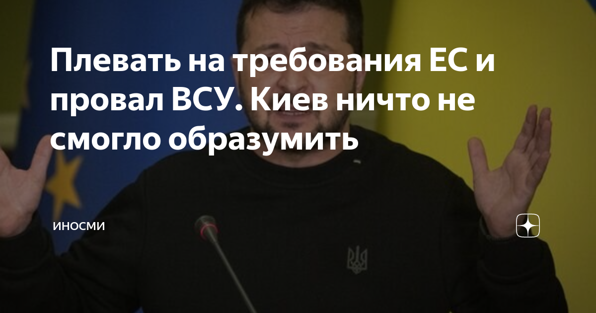 Плевать на требования ЕС и провал ВСУ. Киев ничто не смогло образумить ...
