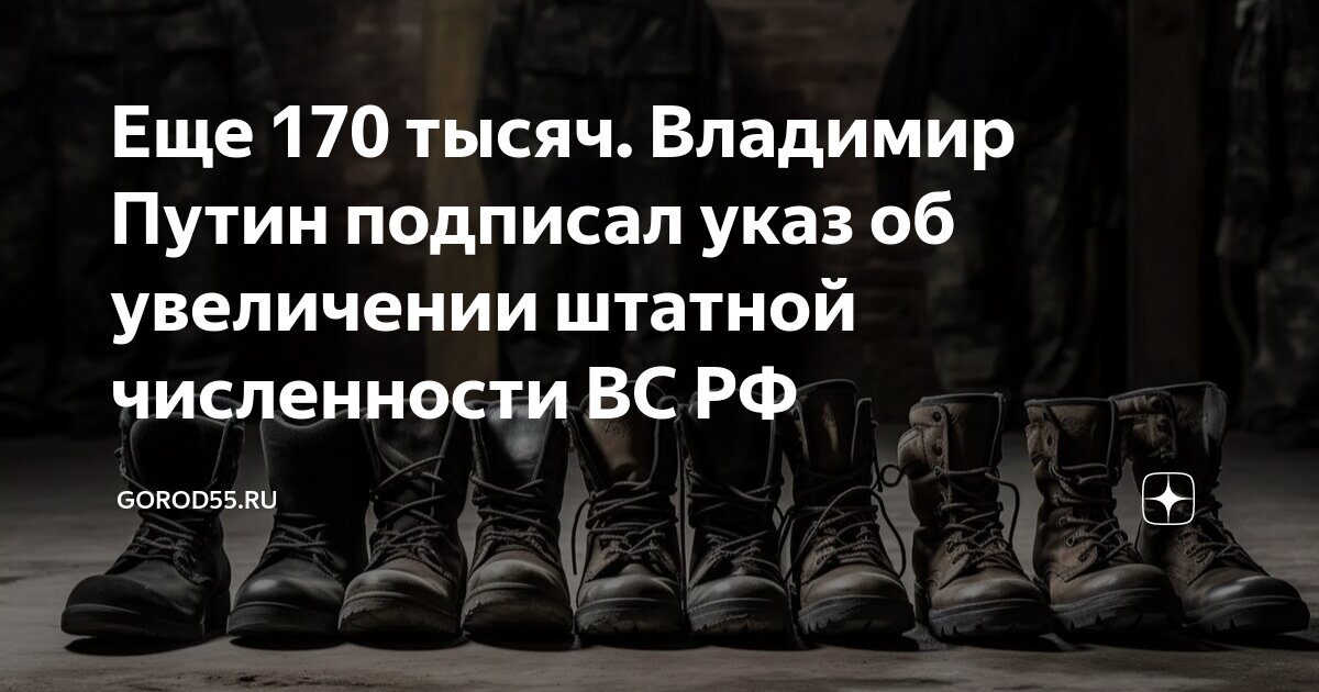 Еще 170 тысяч. Владимир Путин подписал указ об увеличении штатной ...