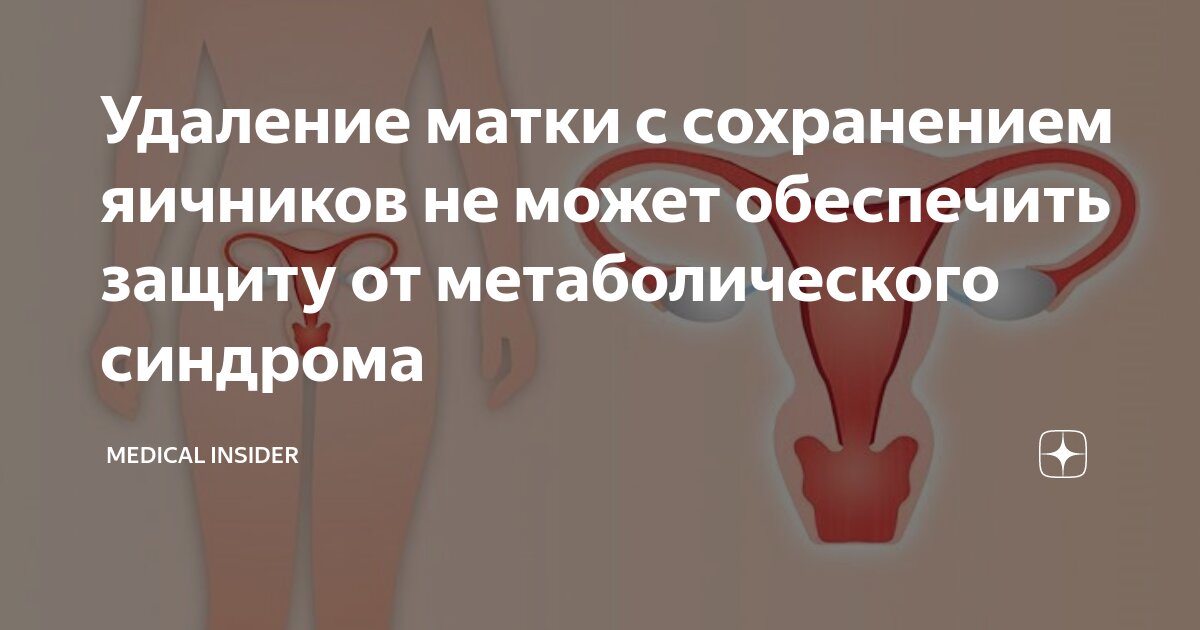 Удаление матки с сохранением яичников не может обеспечить защиту от ...