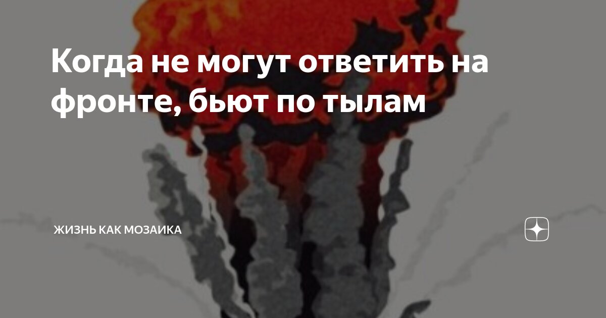 Когда не могут ответить на фpoнтe, бьют по тылам | Жизнь как мозаика | Дзен