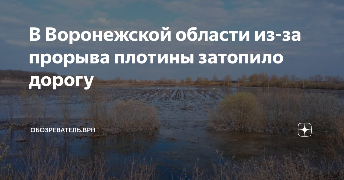 В Воронежской области из-за прорыва плотины затопило дорогу ...