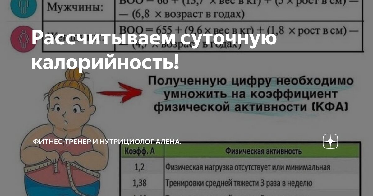 Рассчитываем суточную калорийность! | Фитнес-тренер и нутрициолог Алена ...