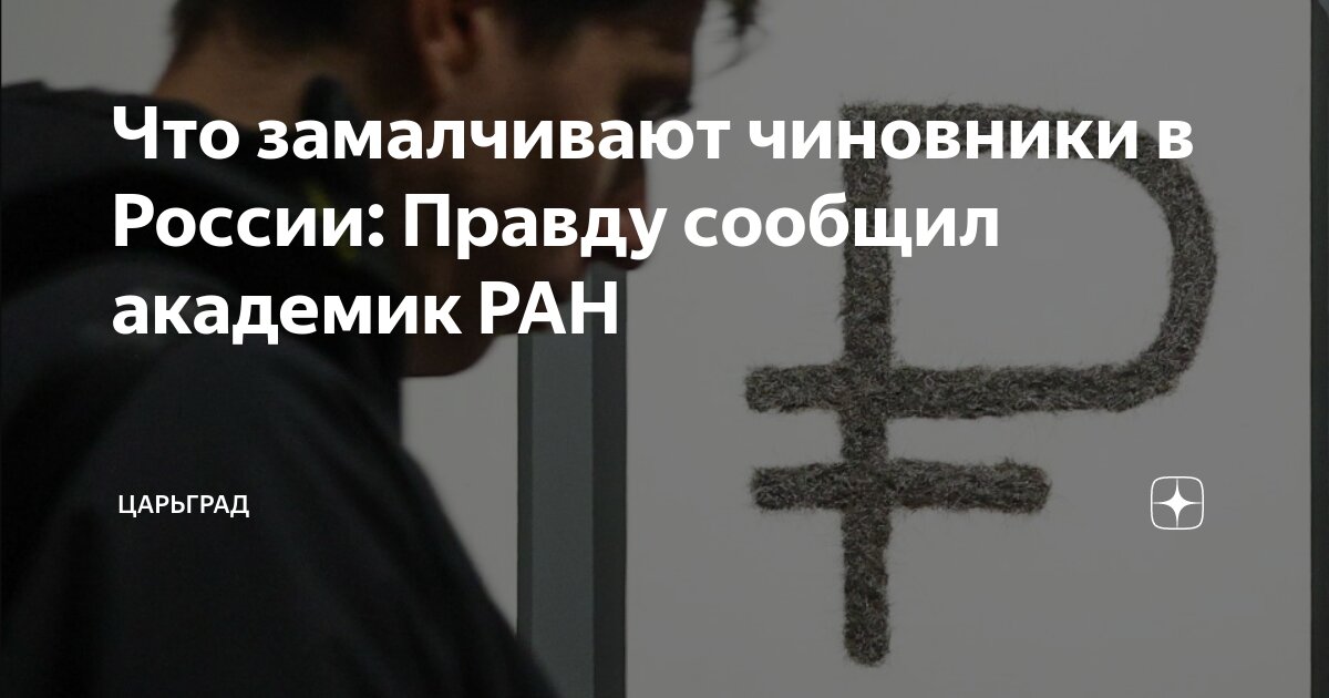 Что замалчивают чиновники в России: Правду сообщил академик РАН Царьград Дзен