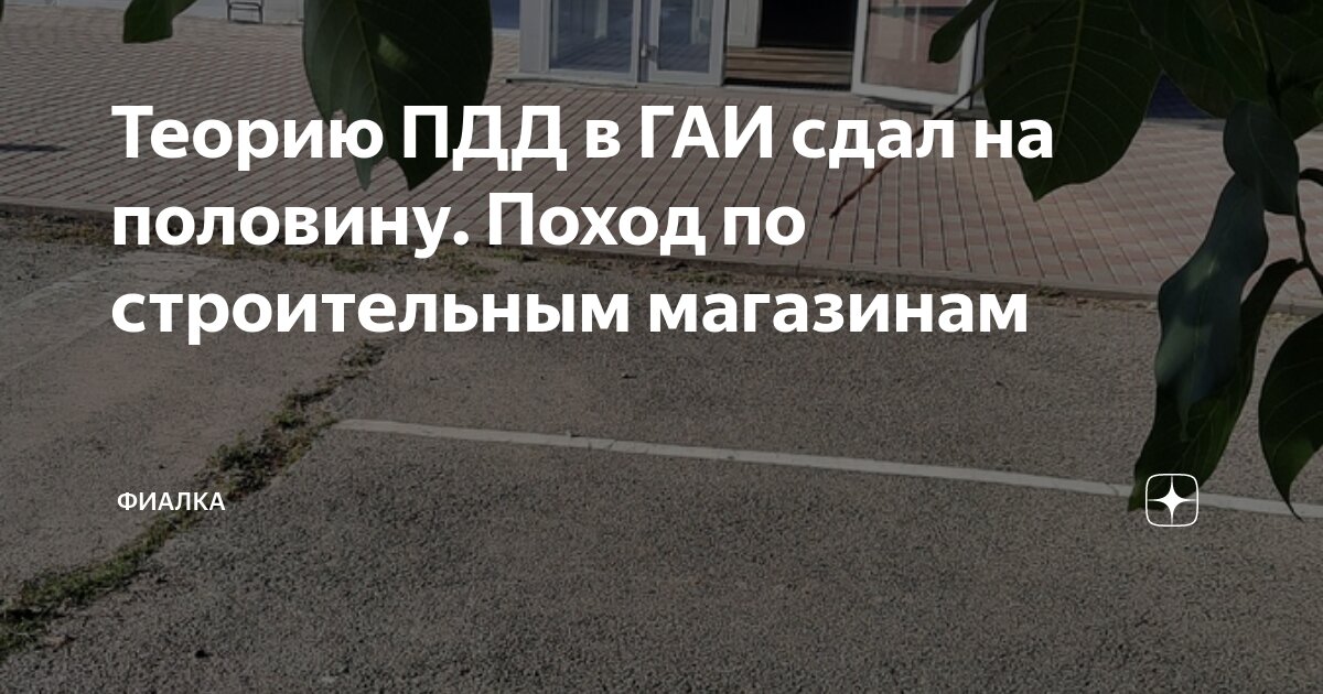 Теорию ПДД в ГАИ сдал на половину. Поход по строительным магазинам ...