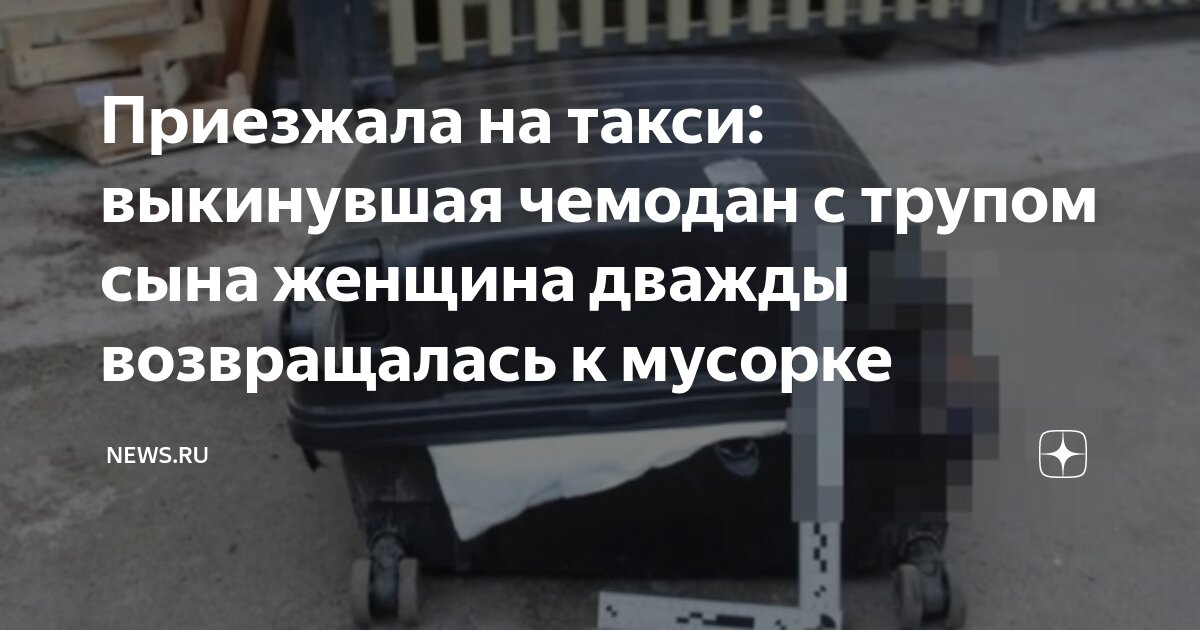 Приезжала на такси: выкинувшая чемодан с трупом сына женщина дважды