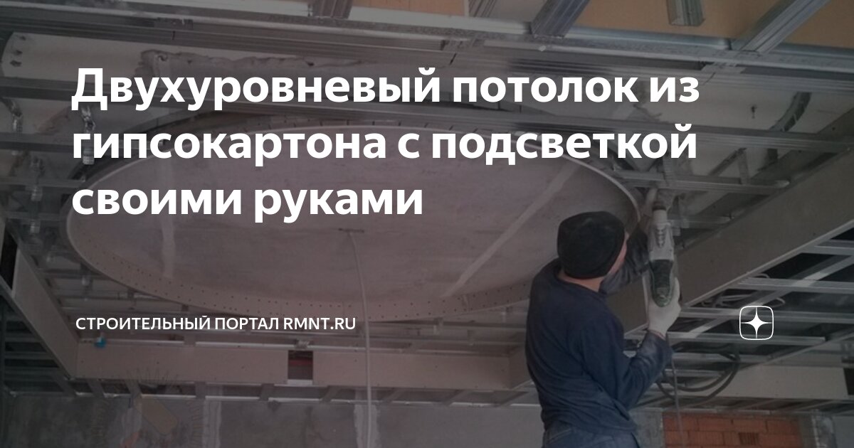 Комбинированный потолок из гипсокартона с натяжным потолком и подсветкой