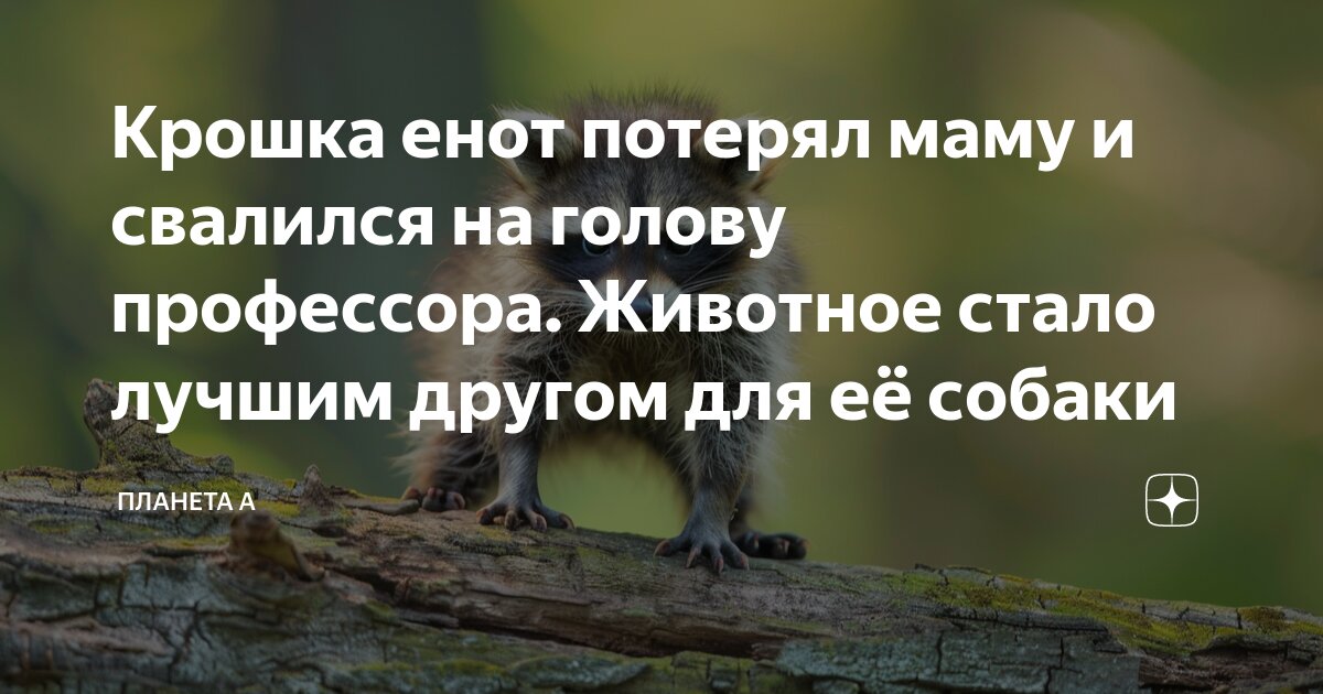 Крошка енот потерял маму и свалился на голову профессора. Животное ...