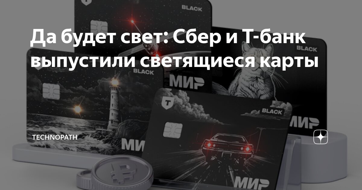 Да будет свет: Сбер и Т-банк выпустили светящиеся карты | TechnoPath | Дзен