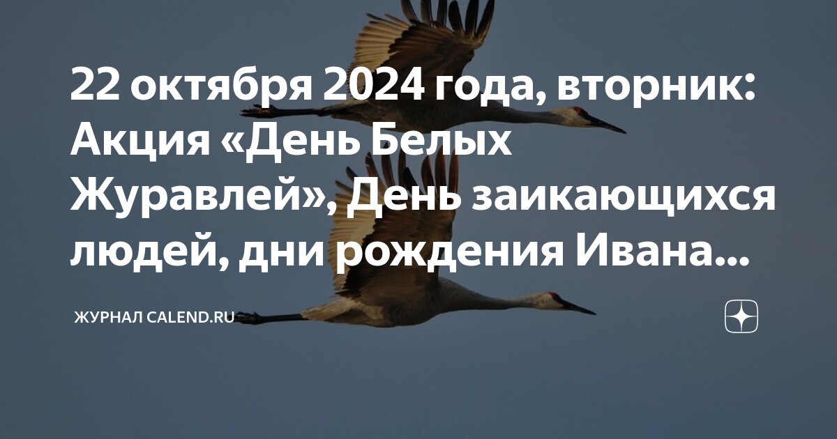22 октября день белых журавлей в школе