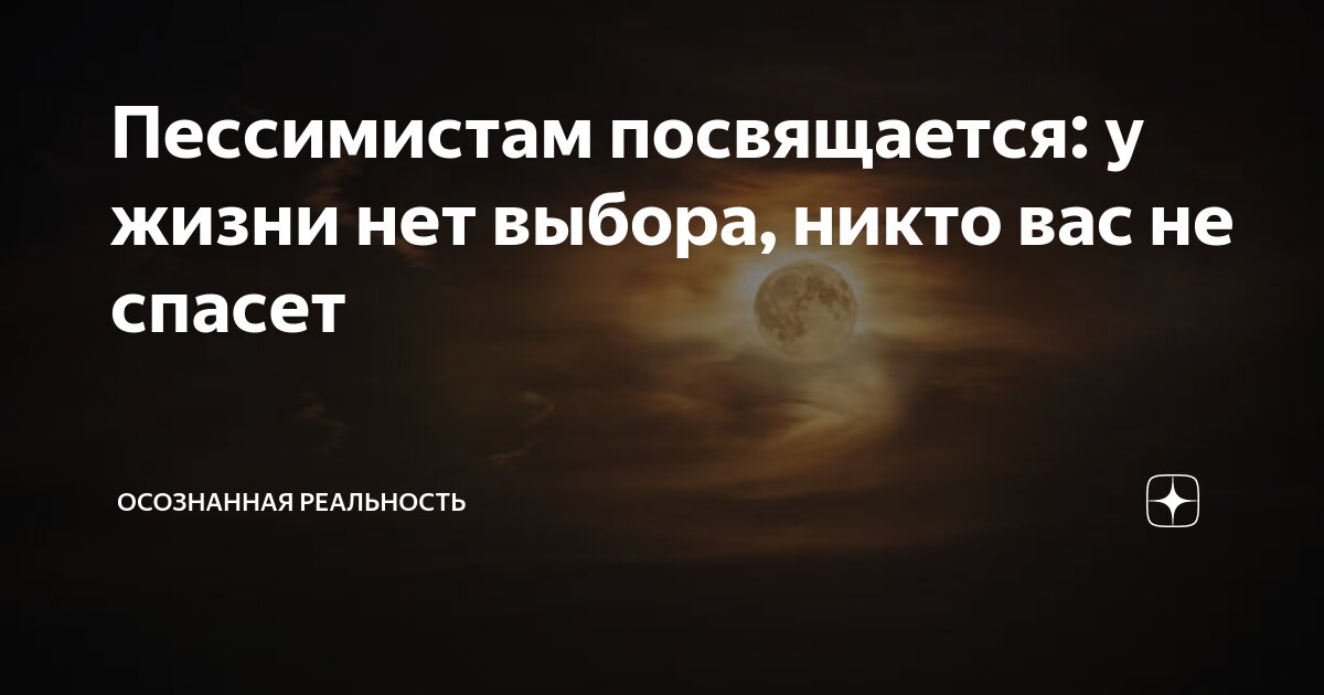 Пессимистам посвящается: у жизни нет выбора, никто вас не спасет ...