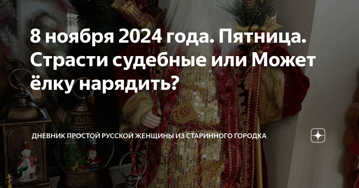 8 ноября 2024 года. Пятница. Страсти судебные или Может ёлку нарядить ...