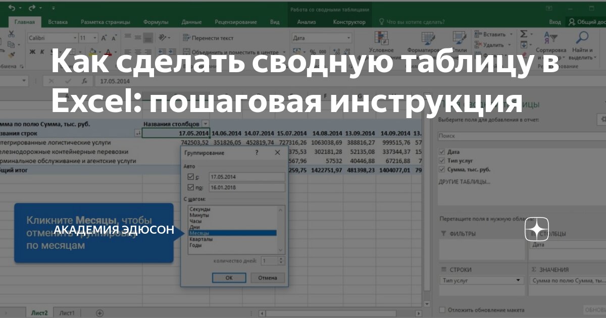 сводная таблица эксель создать