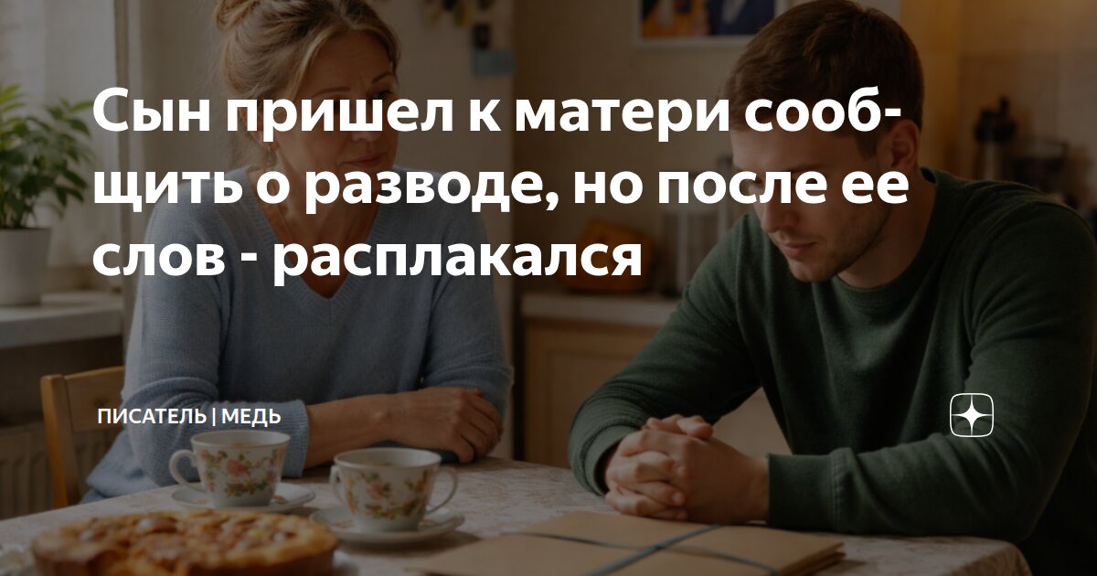 Сын пришел к матери сообщить о разводе, но после ее слов - расплакался ...