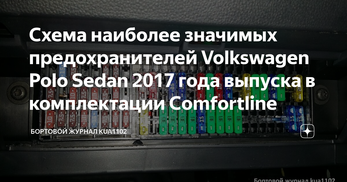 Схема наиболее значимых предохранителей Volkswagen Polo Sedan 2017 года выпуска 