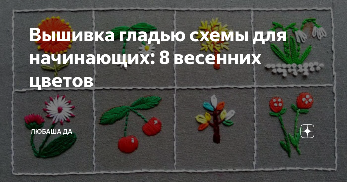 Как вышивать гладью рисунки и схемы для начинающих