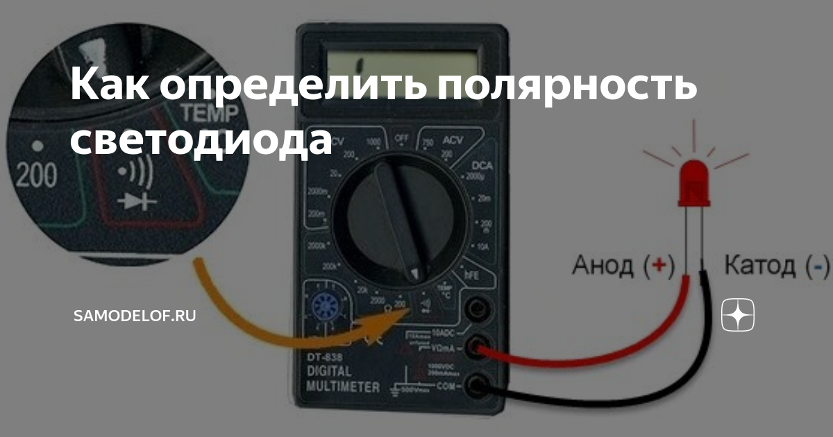 Как проверить полярность динамика мультиметром. Светодиод полярность подключения. Полярность диода. Определить полярность светодиода. Как определить полярность светодиода