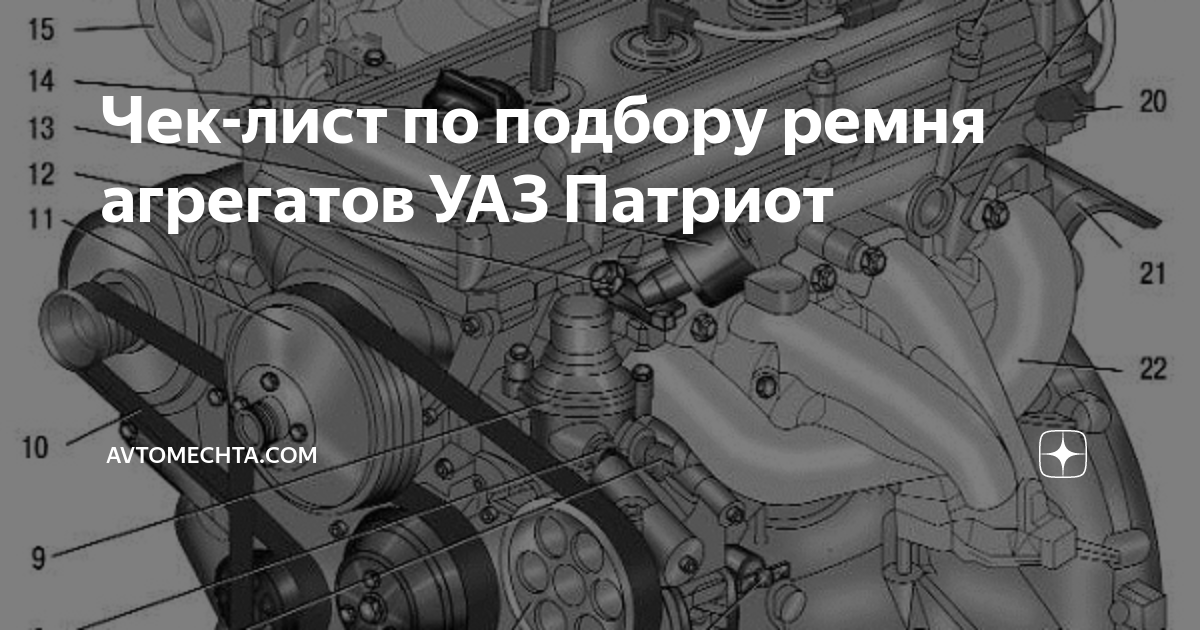 Ремень ручейковый на УАЗ ПАТРИОТ (UAZ PATRIOT) купить, цена, продажа