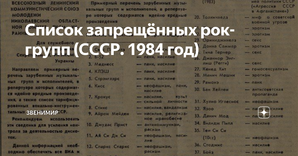 Список запрещенных артистов почему запретили. Список запрещенных групп