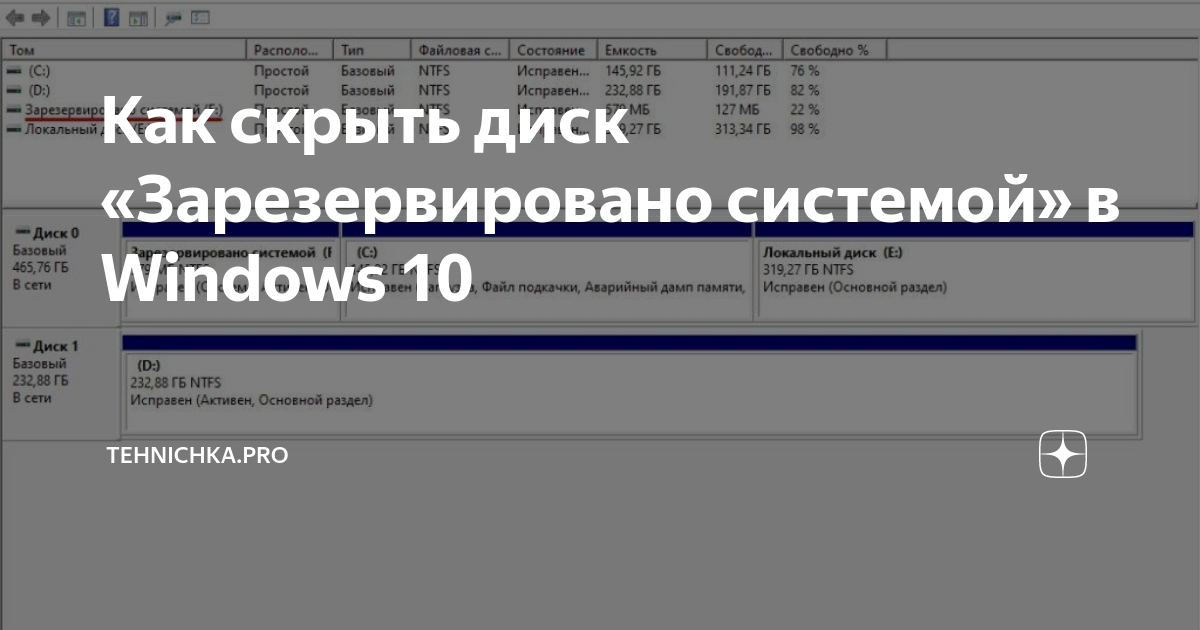 как удалить диск зарезервировано системой