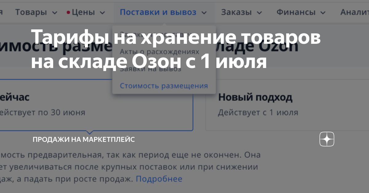 Тарифы на хранение товаров на складе Озон с 1 июля | Продажи на ...