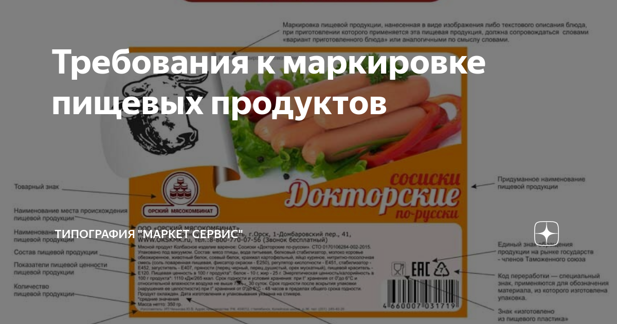 Требования к маркировке пищевых продуктов | Типография "Маркет Сервис ...