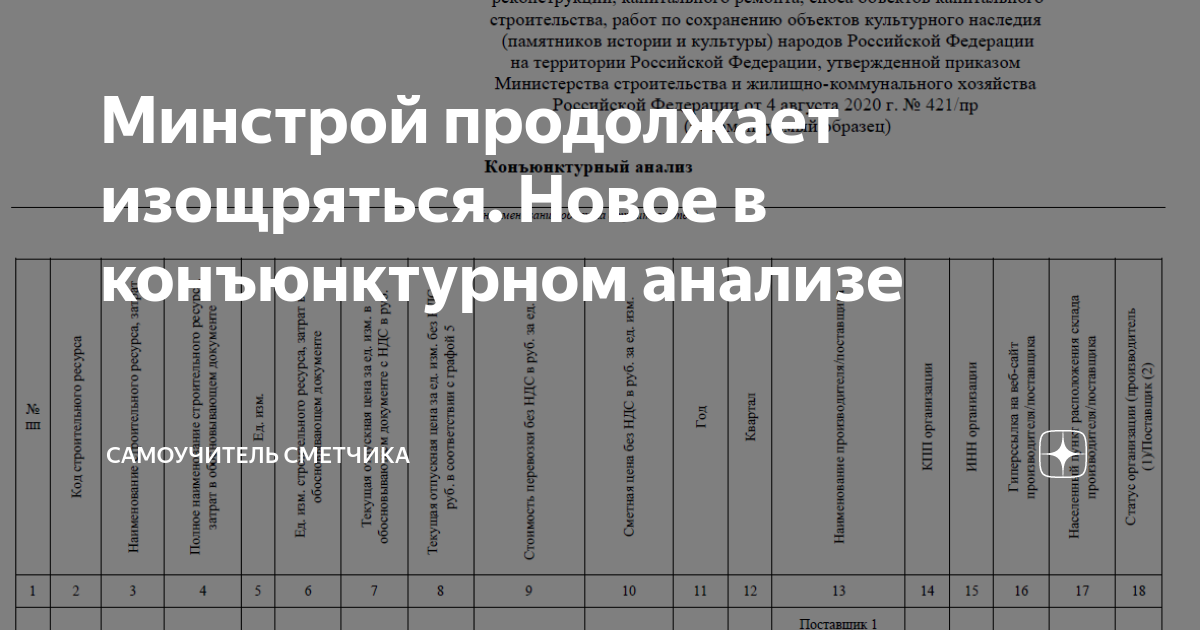 Конъюнктурный анализ для смет образец заполнения