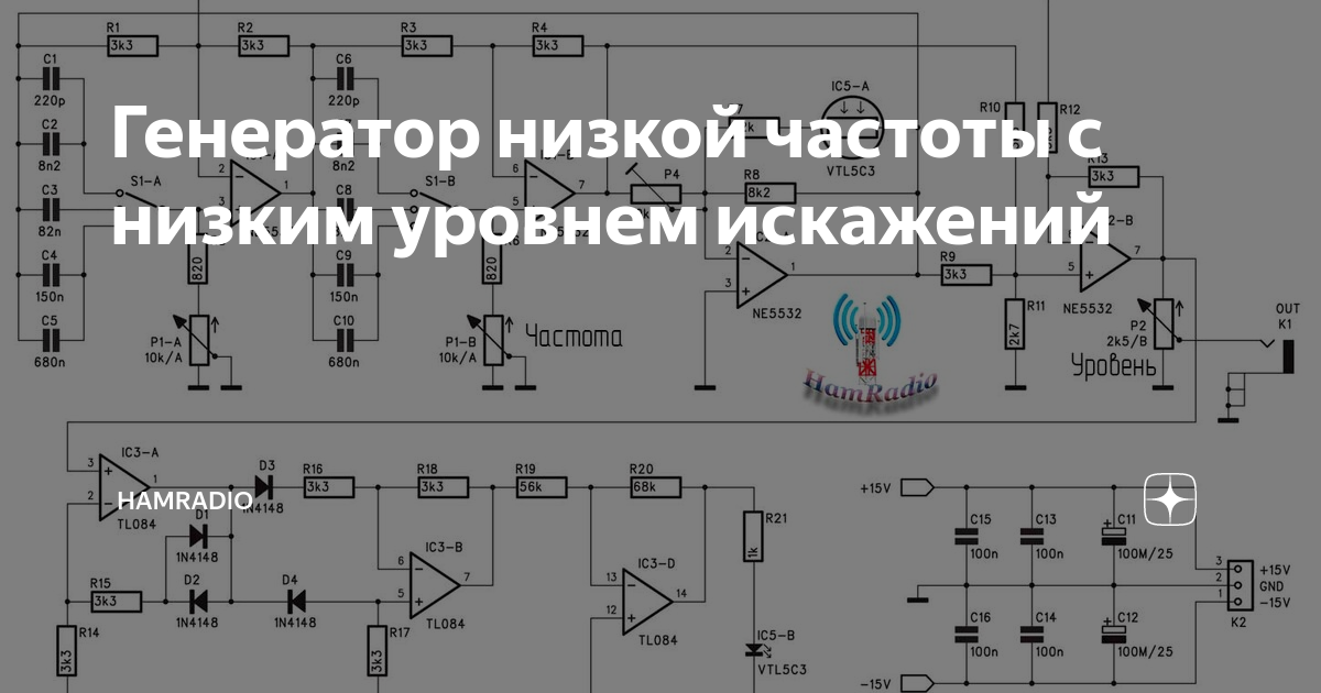Генератор низкой частоты с низким уровнем искажений | HamRadio | Дзен