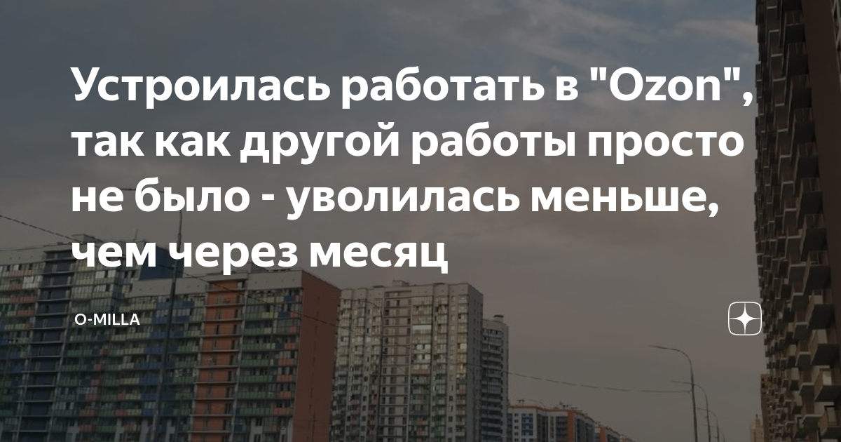 Устроилась работать в Ozon, так как другой работы просто не было