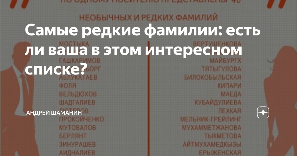 Самые редкие фамилии: есть ли ваша в этом интересном списке? | Андрей  Шаманин | Дзен