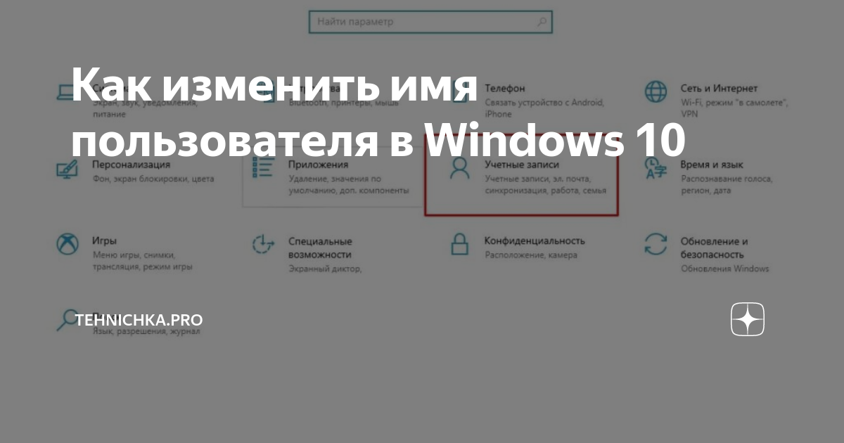 как поменять имя пользователя пк