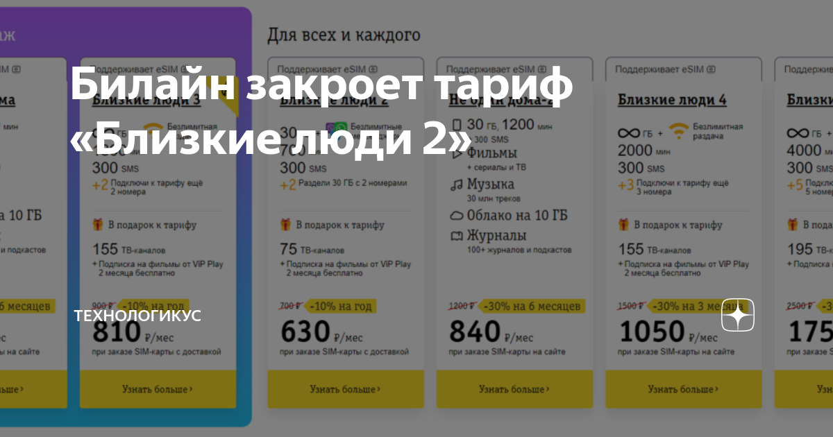Тарифный план билайн близкие люди