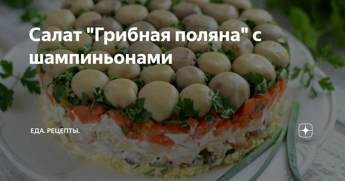 Салат Грибная поляна с шампиньонами и отварной курицей, рецепт с фото и видео — shkola-5.ru