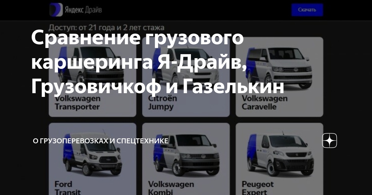 Сравнение грузового каршеринга Я-Драйв, Грузовичкоф и Газелькин ...