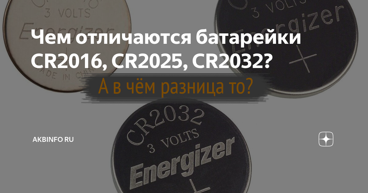 Чем отличаются батарейки CR2016, CR2025, CR2032? | AKBInfo RU | Дзен