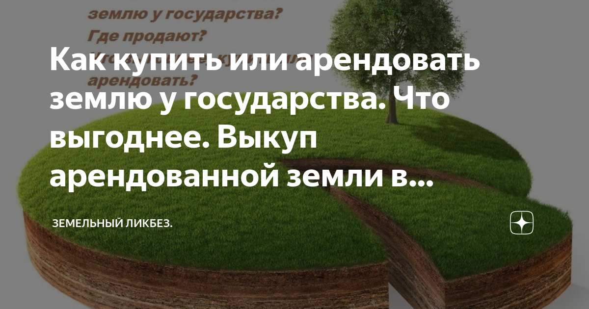 Как  или арендовать землю у государства. Что выгоднее. Выкуп .