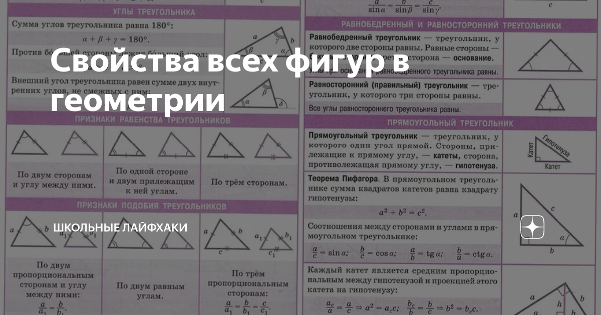 Свойства всех фигур в геометрии | ШКОЛЬНЫЕ ЛАЙФХАКИ | Дзен