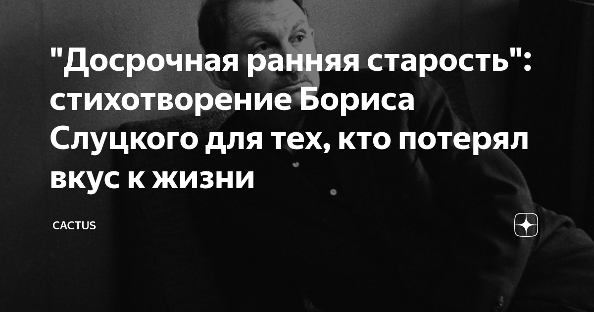 Стихотворение бориса слуцкого есть. Преждевременная старость советы профессора.